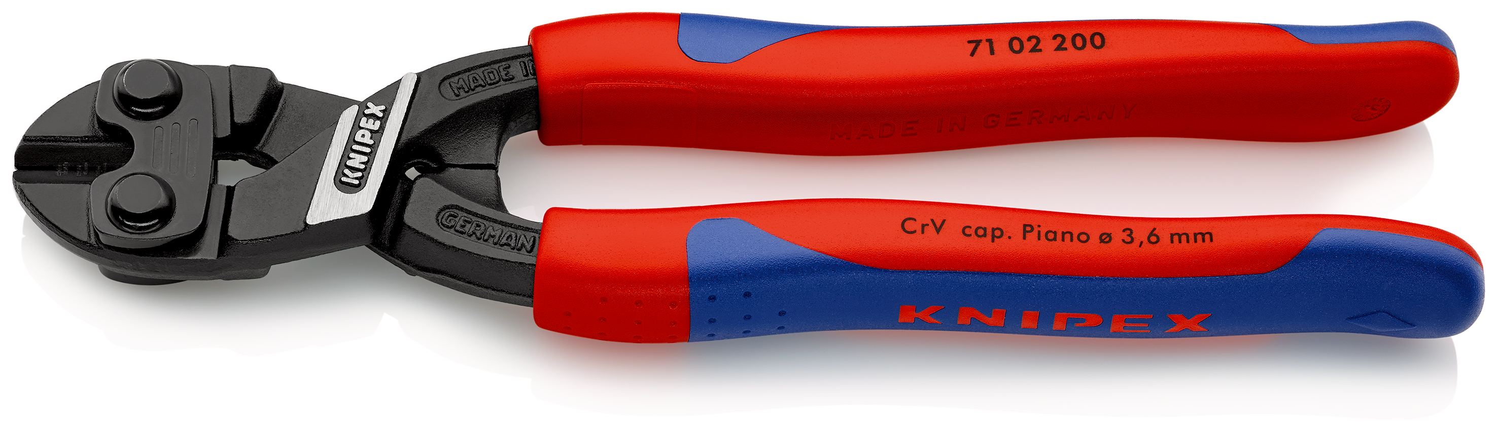 Knipex 7102200 CoBolt® Tăietor compact pentru bolțuri, manşoane suple, manere multicomponent, lungime 200 mm