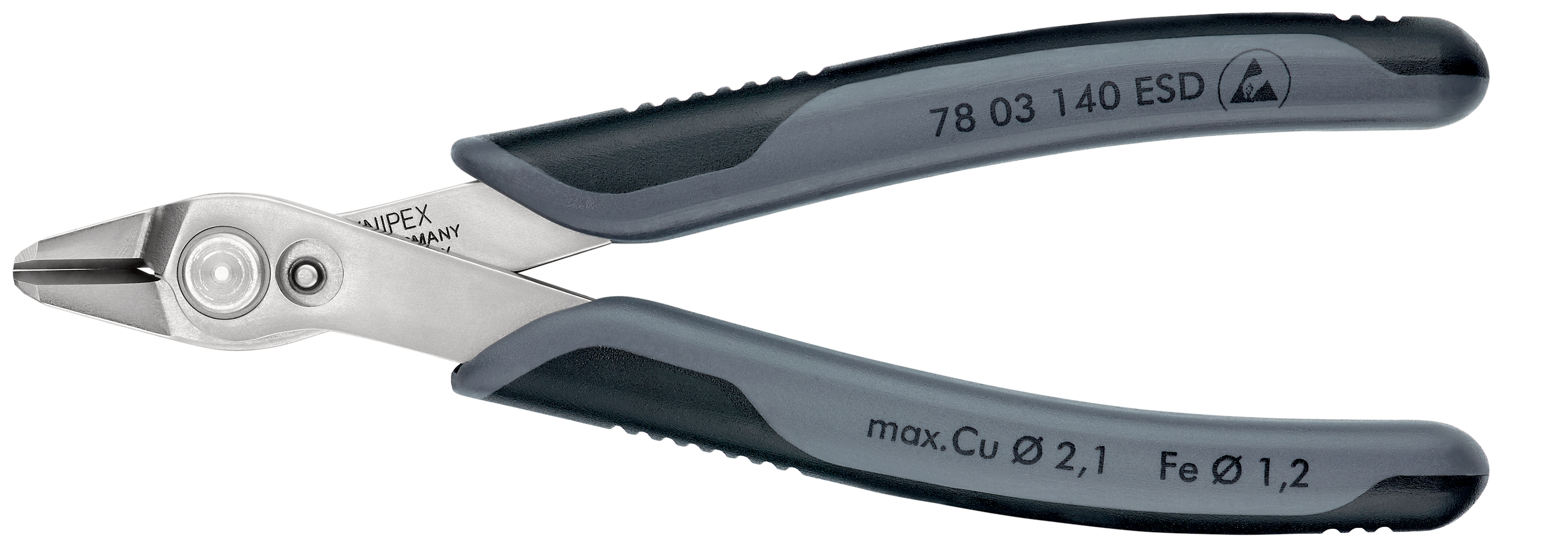 Knipex 7803140ESD Electronic Super Knips® XL ESD Sfic de precizie Ø 0,2 – 2,1 mm, manşoane multicomponent, lungime 140 mm