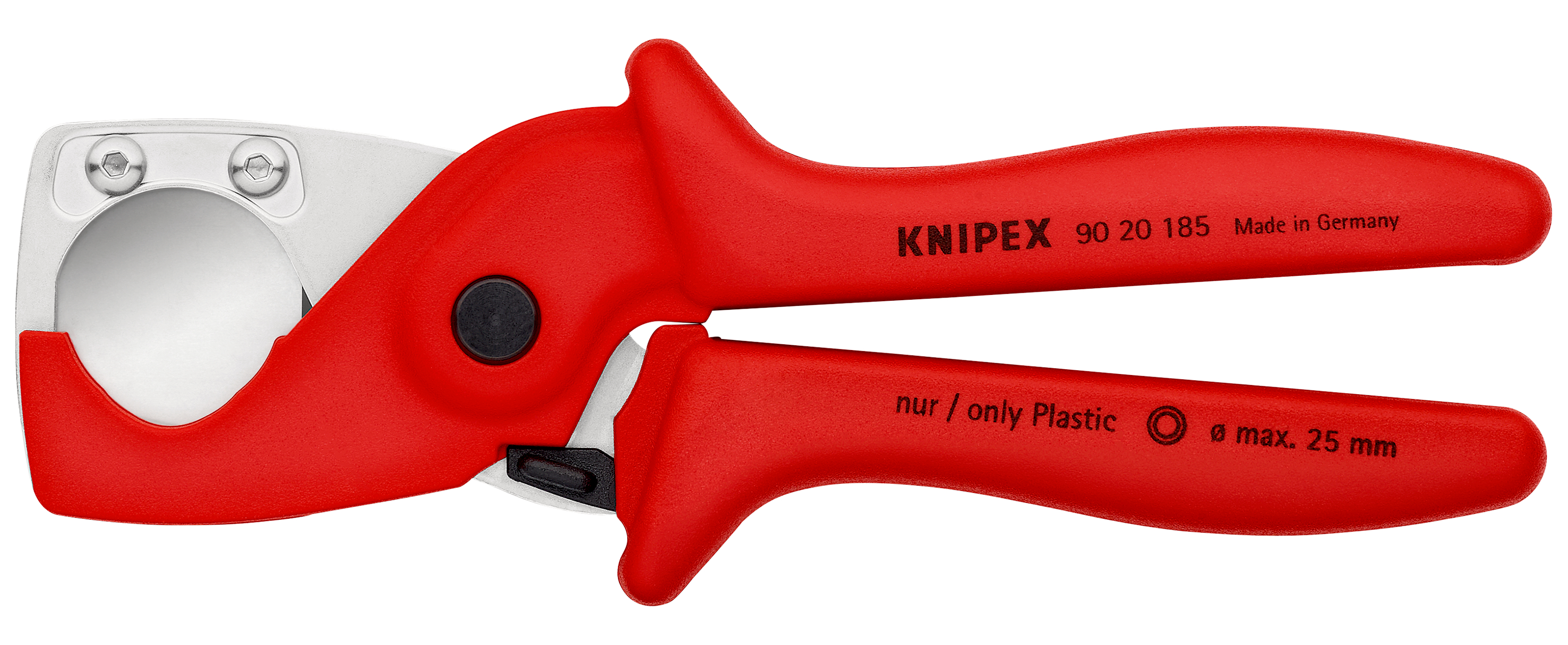 Knipex 9020185 PlastiCut® Foarfeca pentru furtunuri și tuburi de protecție din material plastic dur, ranforsat cu fibră, lungime 185 mm