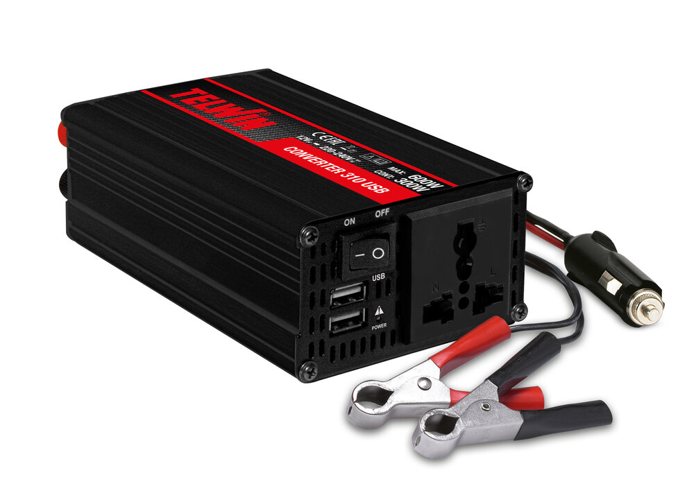 Telwin 829444 Convertor 12-230 V, putere maxima 600 W, 2 iesiri USB, CONVERTER 310 USB