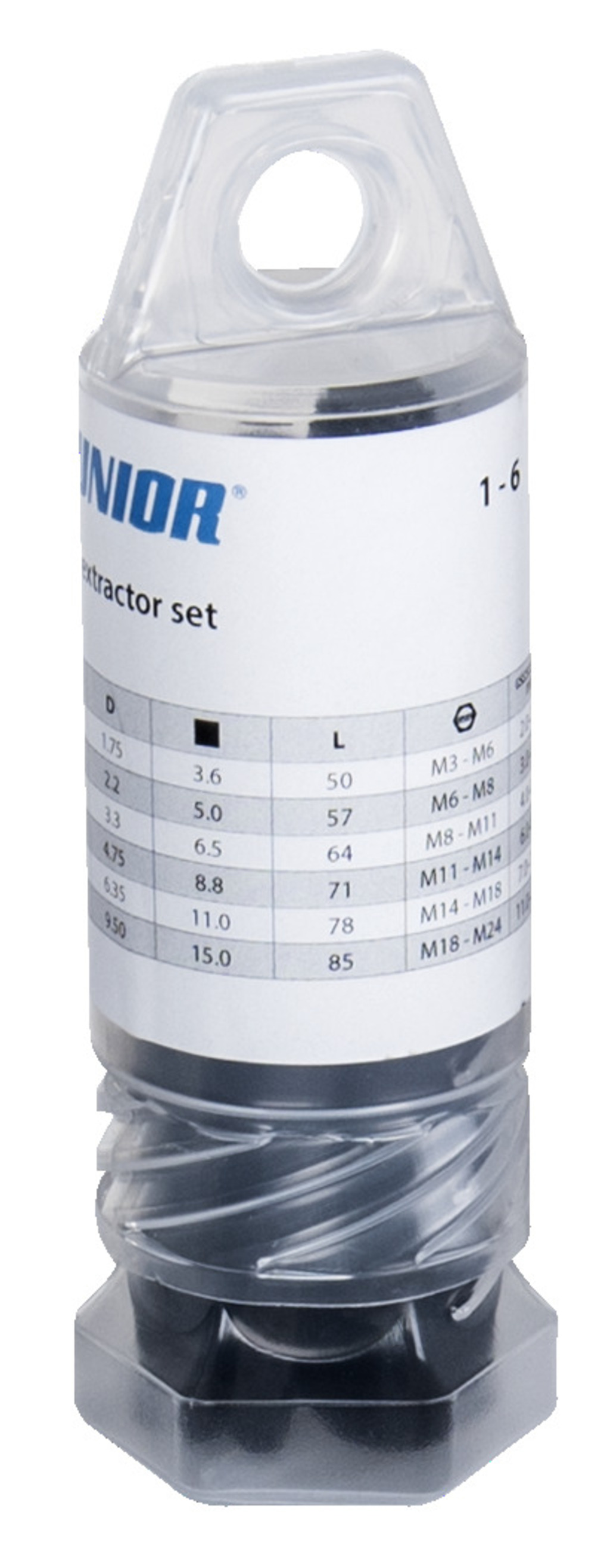 Unior 616821 Set extractoare suruburi 1-6 mm, 6 piese