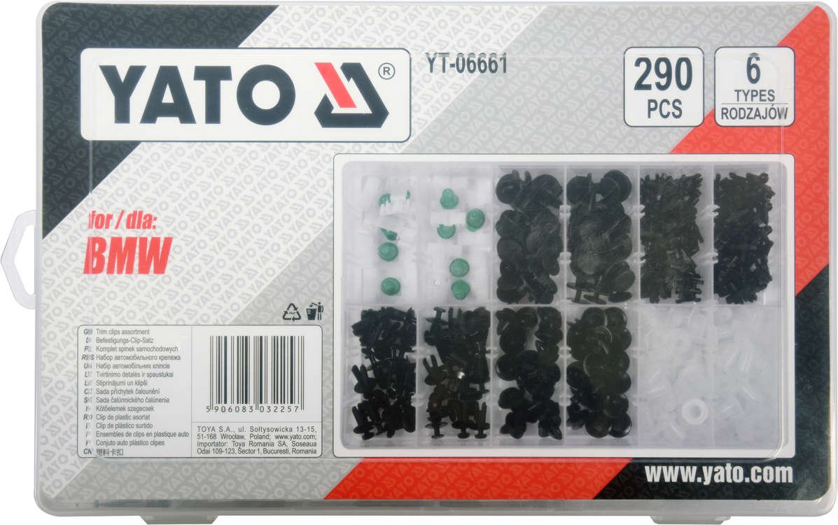 Yato YT-06661 Set clipsuri pentru tapiterie BMW, 290 piese