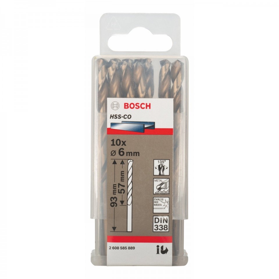 Burghie - Set 10 burghie metal HSS-CO 6.0 mm x 57 mm x 93 mm, saldepot.ro