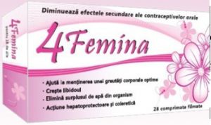 Menopauză, tulburări menstruale și dereglări hormonale - 4 Femina x 28cp.film (Zdrovit), epastila.ro