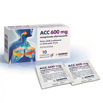 OTC (medicamente care se eliberează fără prescripție medicală) - Acc 600mg x 10 comprimate efervescente (plic), epastila.ro