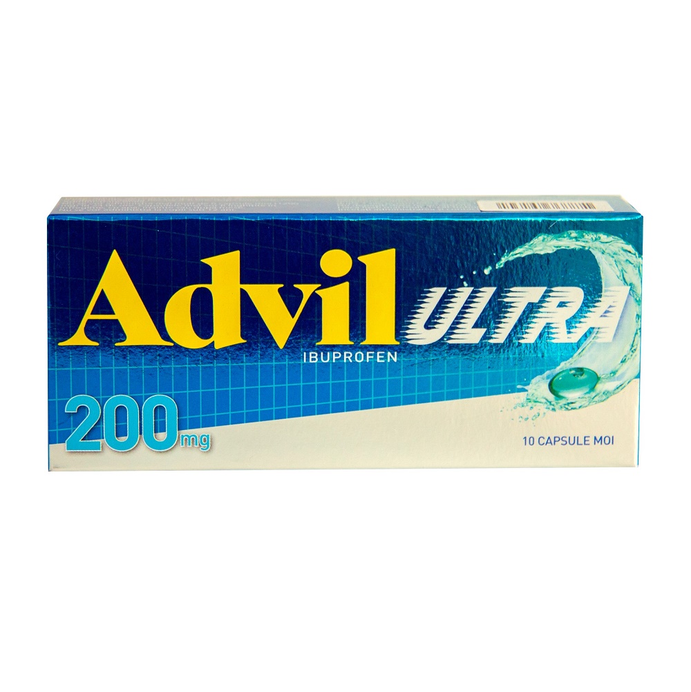 OTC (medicamente care se eliberează fără prescripție medicală) - Advil Ultra 200mg x10capsule moi, epastila.ro