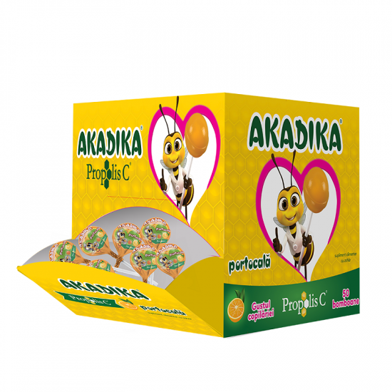 Imunitate și suport - Akadika Propolis C aroma de portocale x 50 acadele, epastila.ro