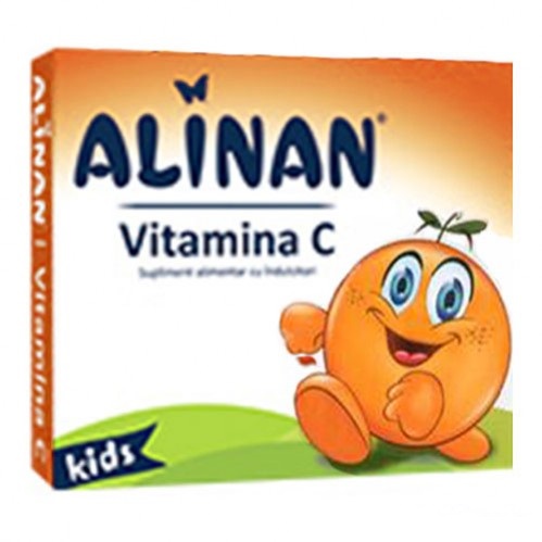 Vitamine și minerale pentru copii - Alinan Vitamina C Kid x 20 cpr. mast. portocale, epastila.ro