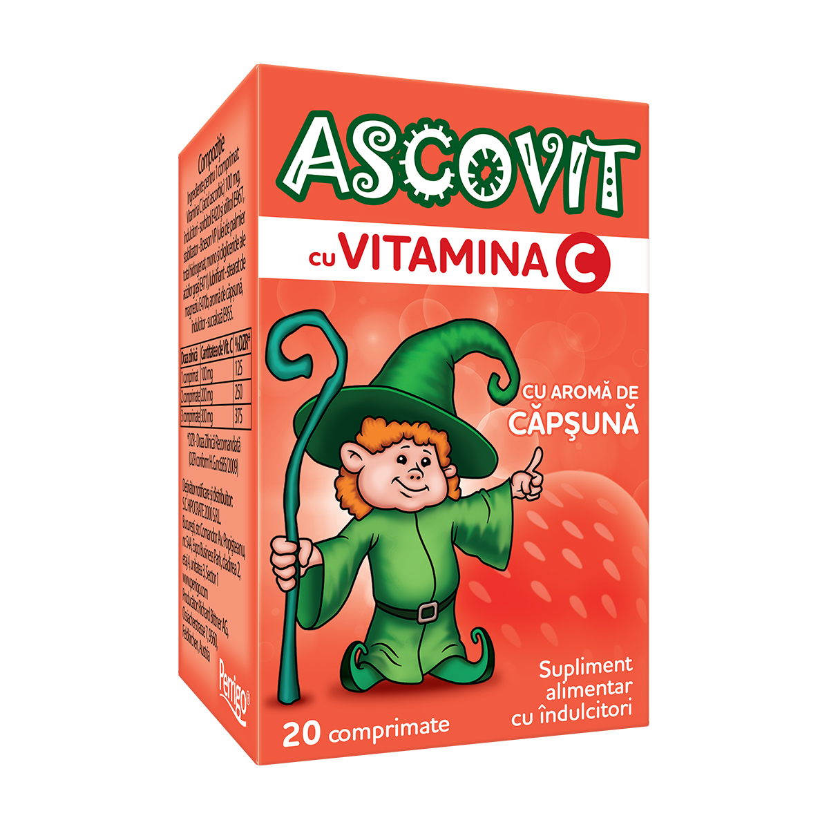 Vitamine și minerale pentru copii - Ascovit 100mg x 20cp capsuni, epastila.ro