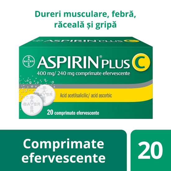OTC (medicamente care se eliberează fără prescripție medicală) - Aspirin Plus C x 20 comprimate efervescente (Bayer), epastila.ro