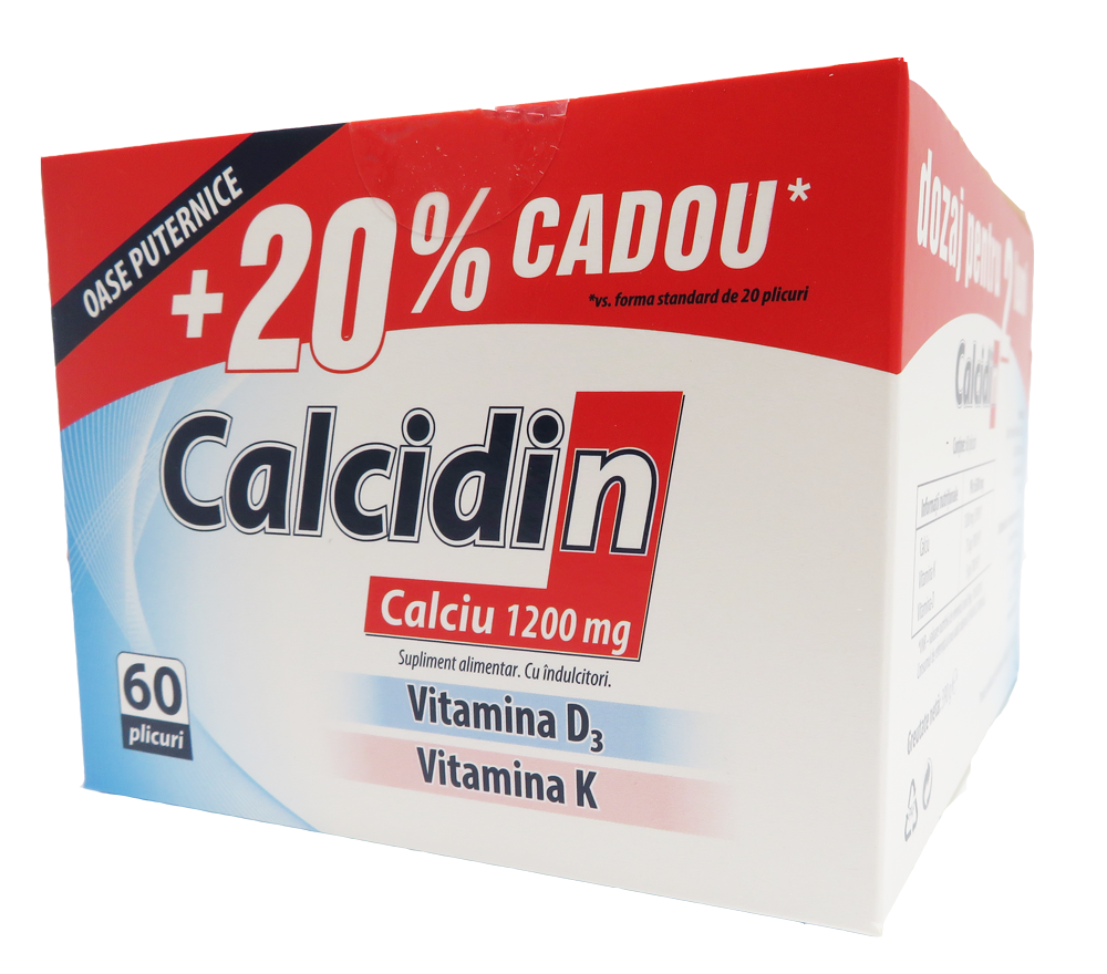 Oferte - Calcidin Ca 1,2g+vit.D3+vit.K 60pl+20% cadou (Zdrovit), epastila.ro