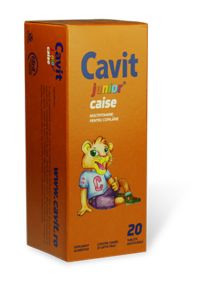 Tonice generale - Cavit junior Multivitamine cu aroma de caise *20tb.mast, epastila.ro