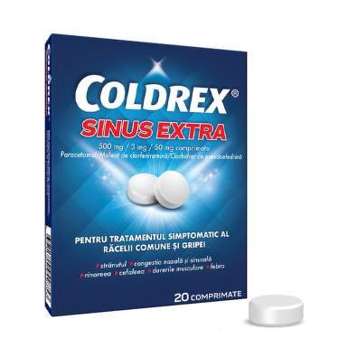 OTC (medicamente care se eliberează fără prescripție medicală) - Coldrex Sinus Extra 500mg/3mg/50mg x 20, epastila.ro