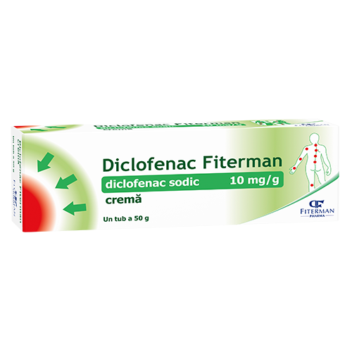 OTC (medicamente care se eliberează fără prescripție medicală) - Diclofenac Fiterman 10mg/g crema 50g, epastila.ro