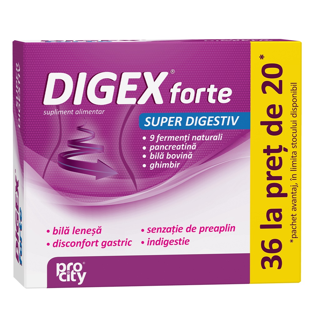 Enzime digestive și greață - Digex Forte Super Digestiv 3 bls *12cps, epastila.ro