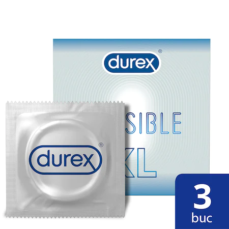 Protecție și lubrefiere - Durex Invisible XL x 3buc, epastila.ro