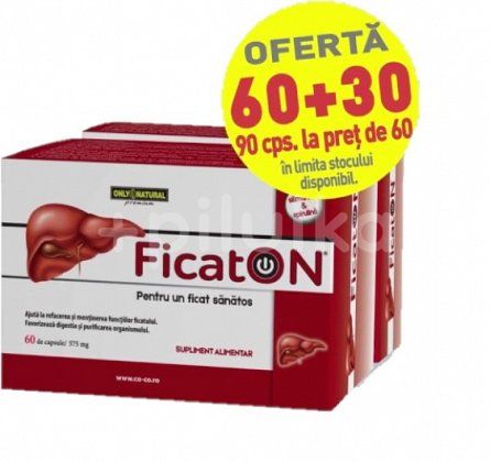 Protectoare hepatice - FicatOn 575 mg promo 60 cps +30cps gratuit, epastila.ro