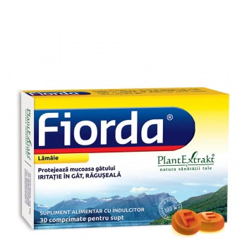 Tuse și durere în gât - Fiorda x 30 cp supt cu aroma de lamaie (PlantExtrakt), epastila.ro