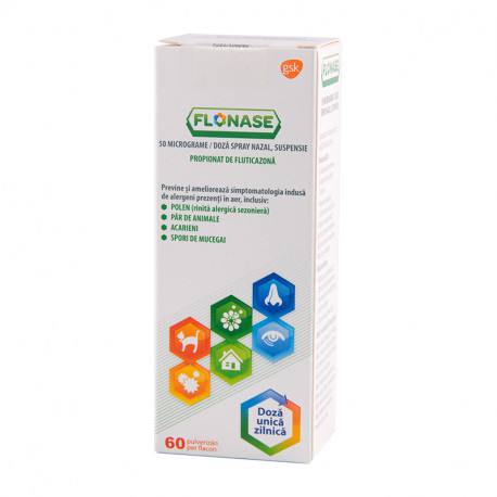 OTC (medicamente care se eliberează fără prescripție medicală) - Flonase 5mcg spray nazal x 60doze, epastila.ro