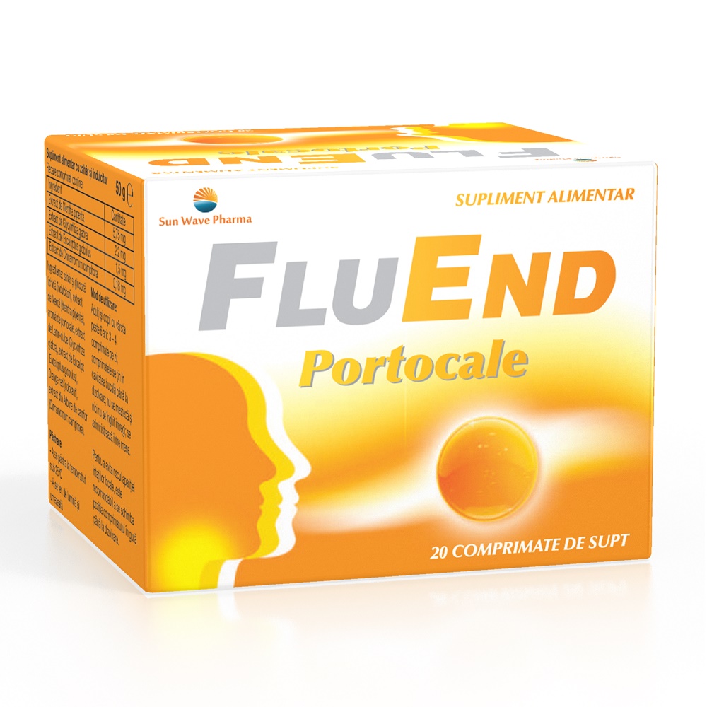 Gât și cavitate bucală - FluEnd portocale x 20cp (Sun Wave), epastila.ro