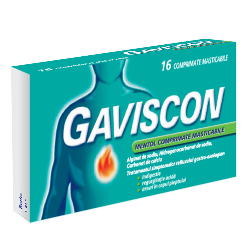 OTC (medicamente care se eliberează fără prescripție medicală) - Gaviscon mentol x 16cp.masticabile, epastila.ro