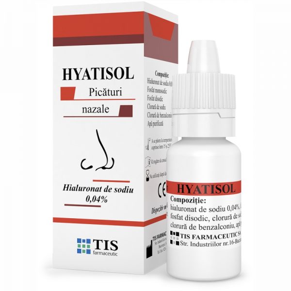 Nas și sinuzite - Hyatisol 0,04% picaturi nazale 10ml (Tis), epastila.ro
