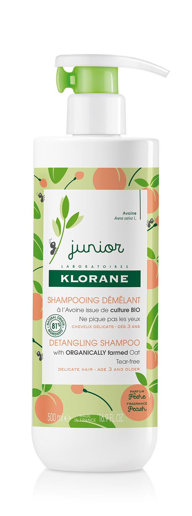 Îngrijire și igiena - Klorane Junior Sampon pentru descurcarea parului cu aroma de piersica, 500ml, epastila.ro