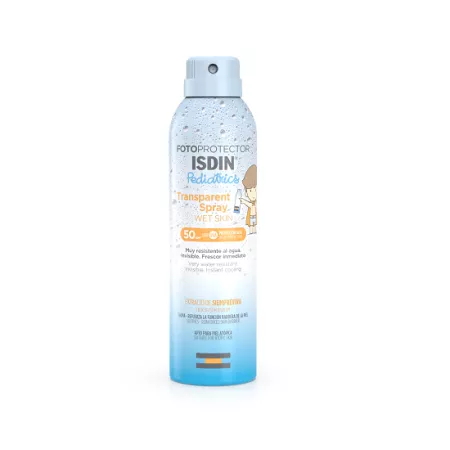 Protecție solară - ISDIN Fotoprotector Pediatrics Wet Skin spray transparent pentru copii SPF50 250ml, epastila.ro