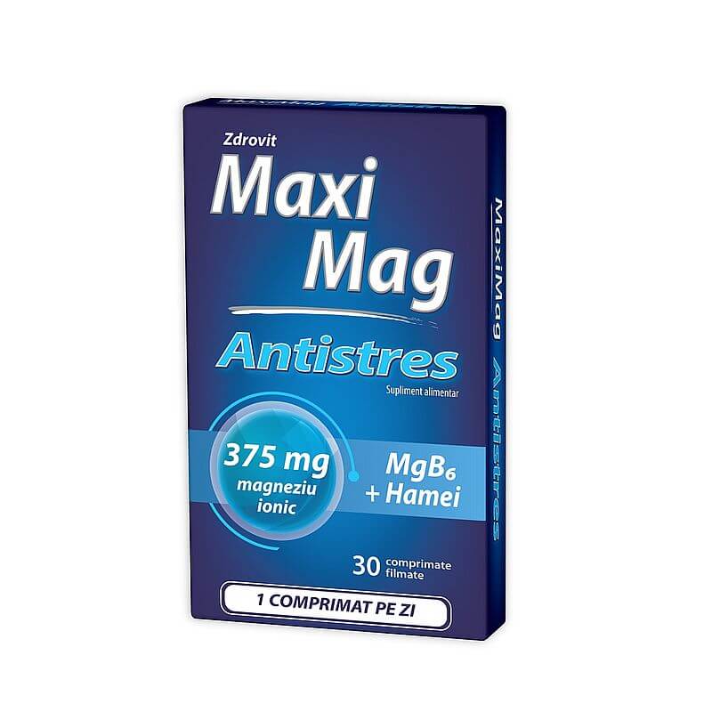 Suplimente cu magneziu - MaxiMag Antistres x 30 cpr. (Zdrovit), epastila.ro