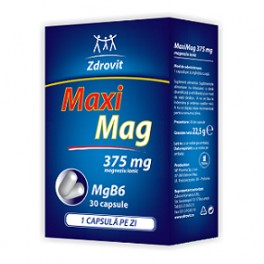 Suplimente cu magneziu - MaxiMag 375mg Mg+B6 x 30cps (Zdrovit), epastila.ro