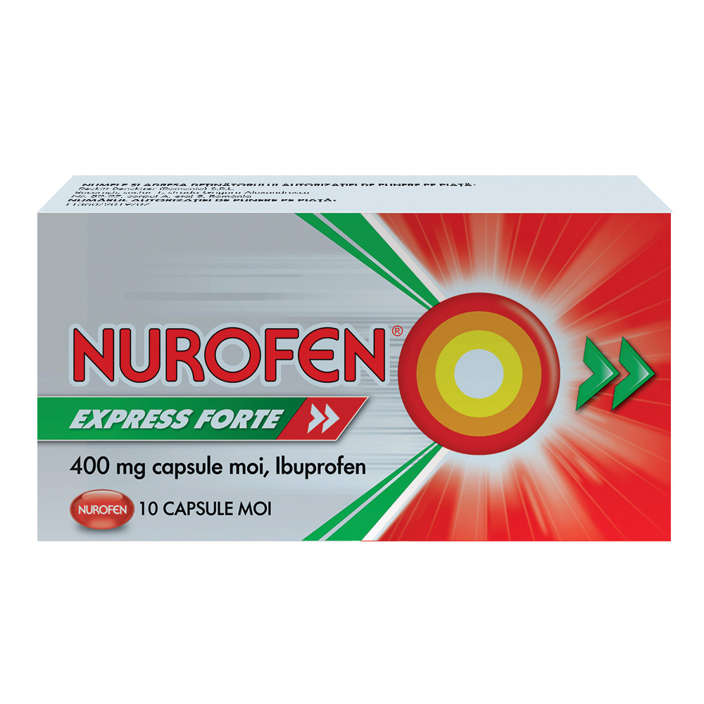 OTC (medicamente care se eliberează fără prescripție medicală) - Nurofen Express Forte x 10cps.moi, epastila.ro