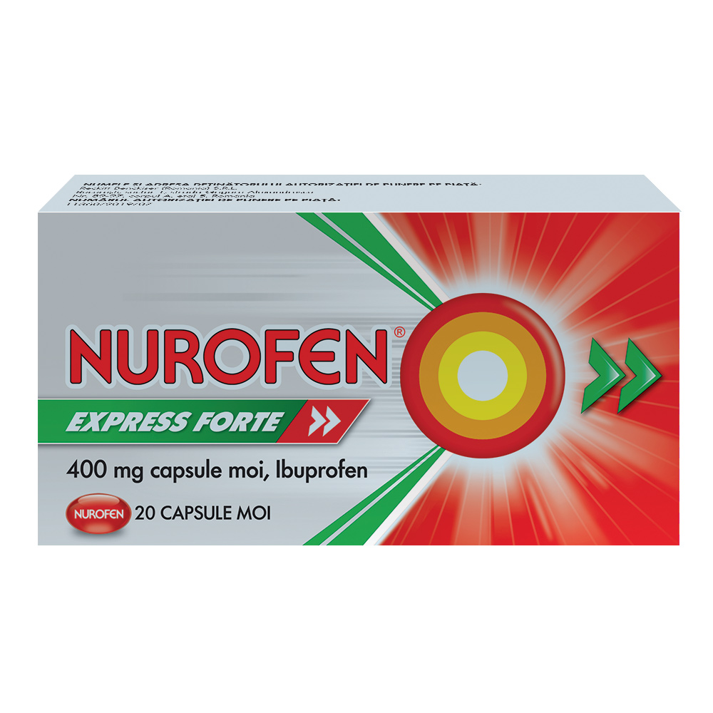OTC (medicamente care se eliberează fără prescripție medicală) - Nurofen Express Forte 400 mg x 20cps.moi, epastila.ro