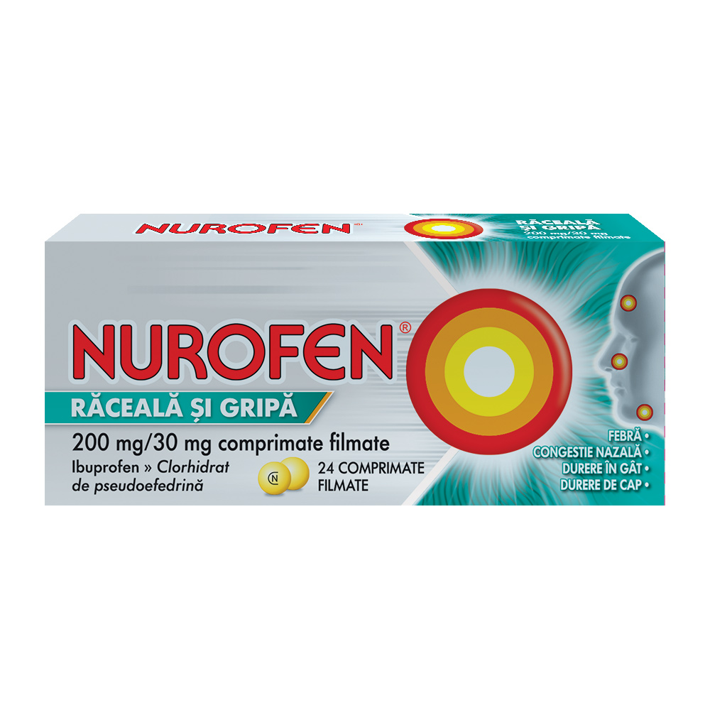 OTC (medicamente care se eliberează fără prescripție medicală) - Nurofen Raceala+Gripa 24cp.film, epastila.ro