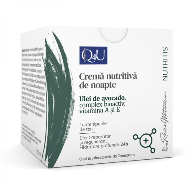 Cosmetice pentru ten fără probleme - Q4U NutriTis Crema nutritiva de noapte cu vitamine si ulei de avocado 50ml (Tis), epastila.ro