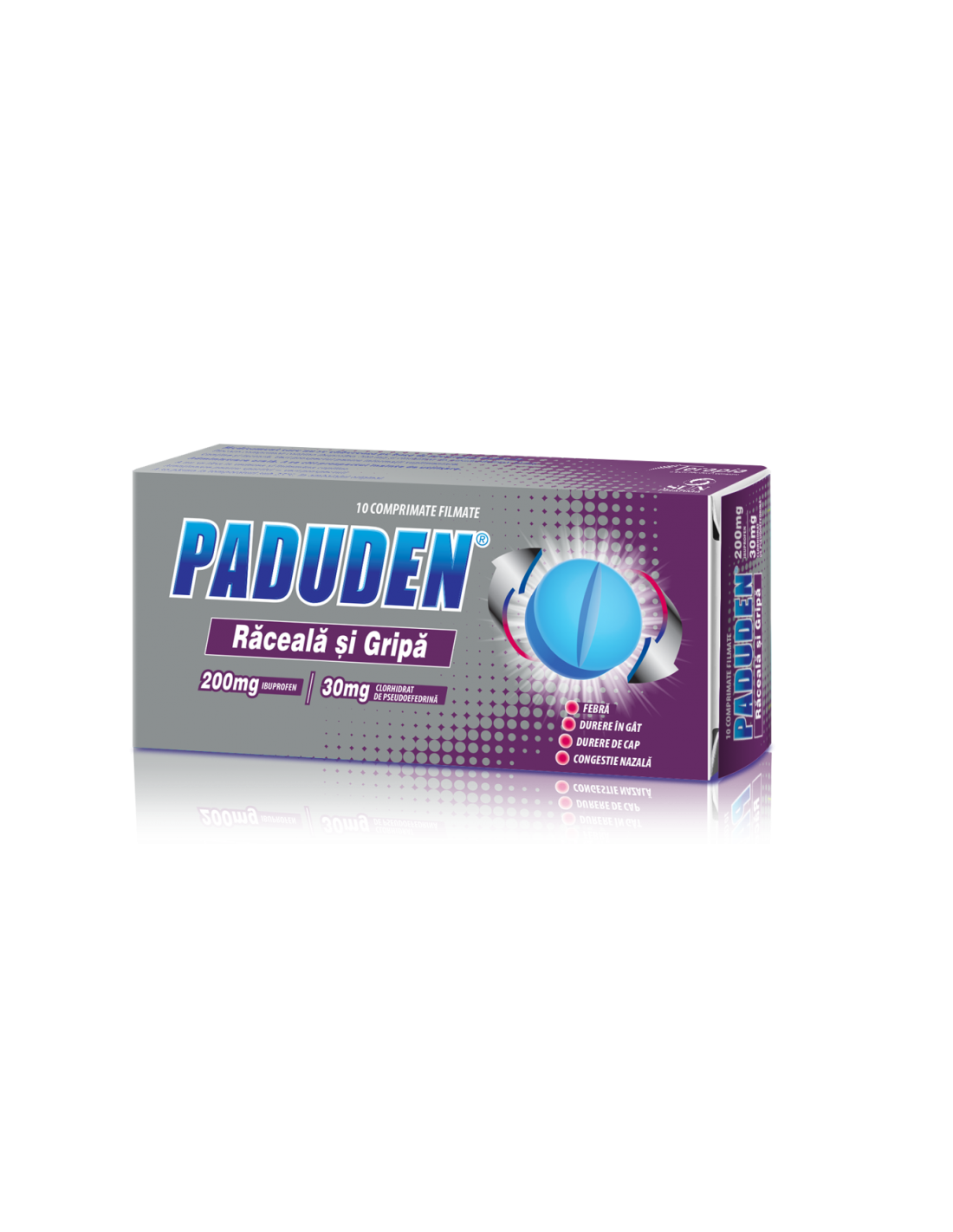OTC (medicamente care se eliberează fără prescripție medicală) - Paduden Raceala si Gripa 200mg/30mg x10 cpr film., epastila.ro