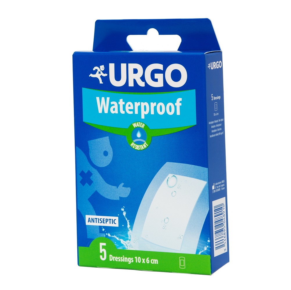 Comprese, feși, plasturi - Urgo Waterproof plasturi 10cmx6cm x 5buc, epastila.ro