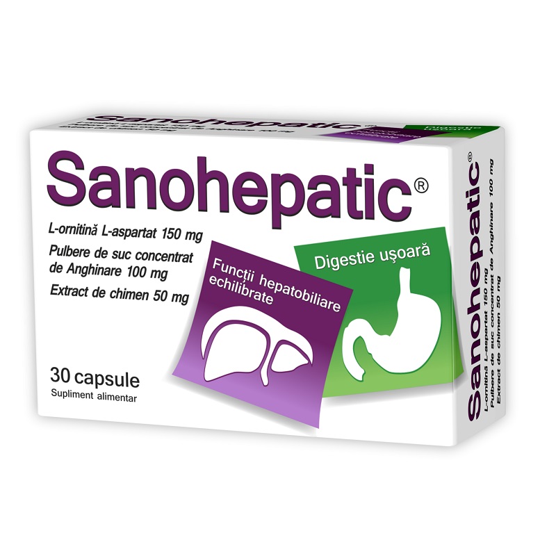 Protectoare hepatice - Sanohepatic, 30 capsule, Natur Produkt, epastila.ro