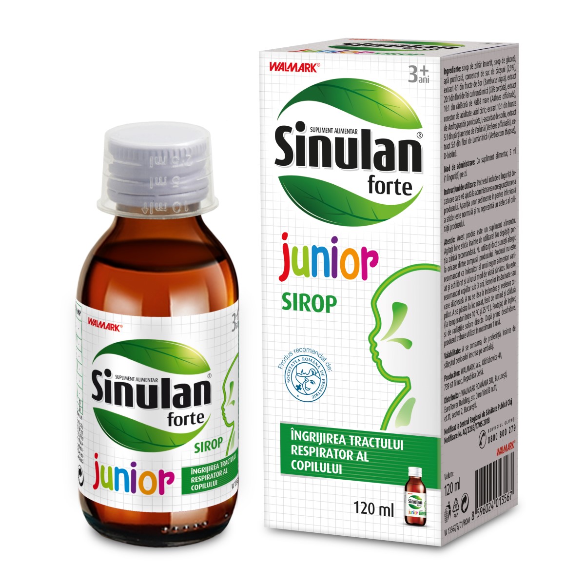 Suplimente pentru sănătatea copilului - Sinulan Forte Junior sirop, 120 ml, Walmark, epastila.ro