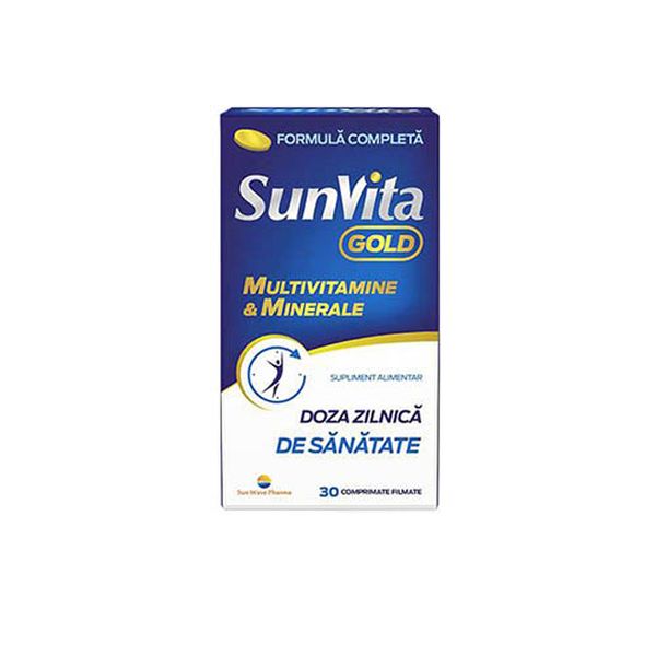 Tonice generale - Sunvita Gold multivit+min x 30cp.film (Sun Wave), epastila.ro