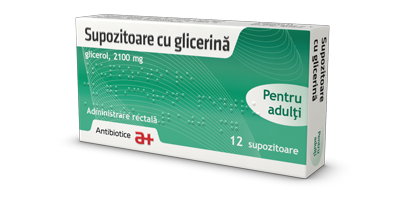 Afecțiuni digestive - Supozitoare cu glicerină adulți, 12 supozitoare, Antibiotice SA, epastila.ro