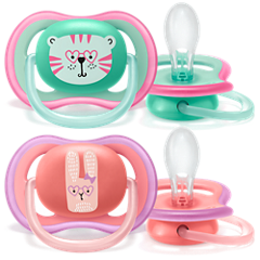 Dispozitive și aparatură pentru copii - Suzete Philips Avent Ultra Air, 2buc, silicon, ortodontice, +18luni (SCF349/15, roz+verde), epastila.ro