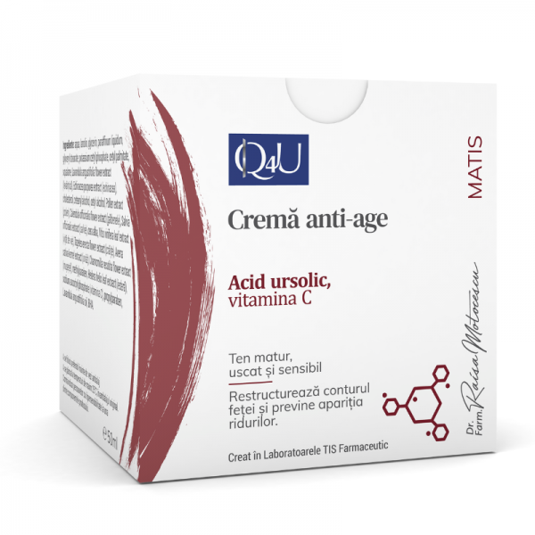 Piele, buze și ochi - Q4U MaTis Crema anti-age cu acid ursolic si vit. C 50ml (Tis), epastila.ro