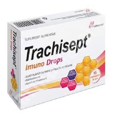 Gât și cavitate bucală - Trachisept Imuno Drops, 16 comprimate, Labormed, epastila.ro
