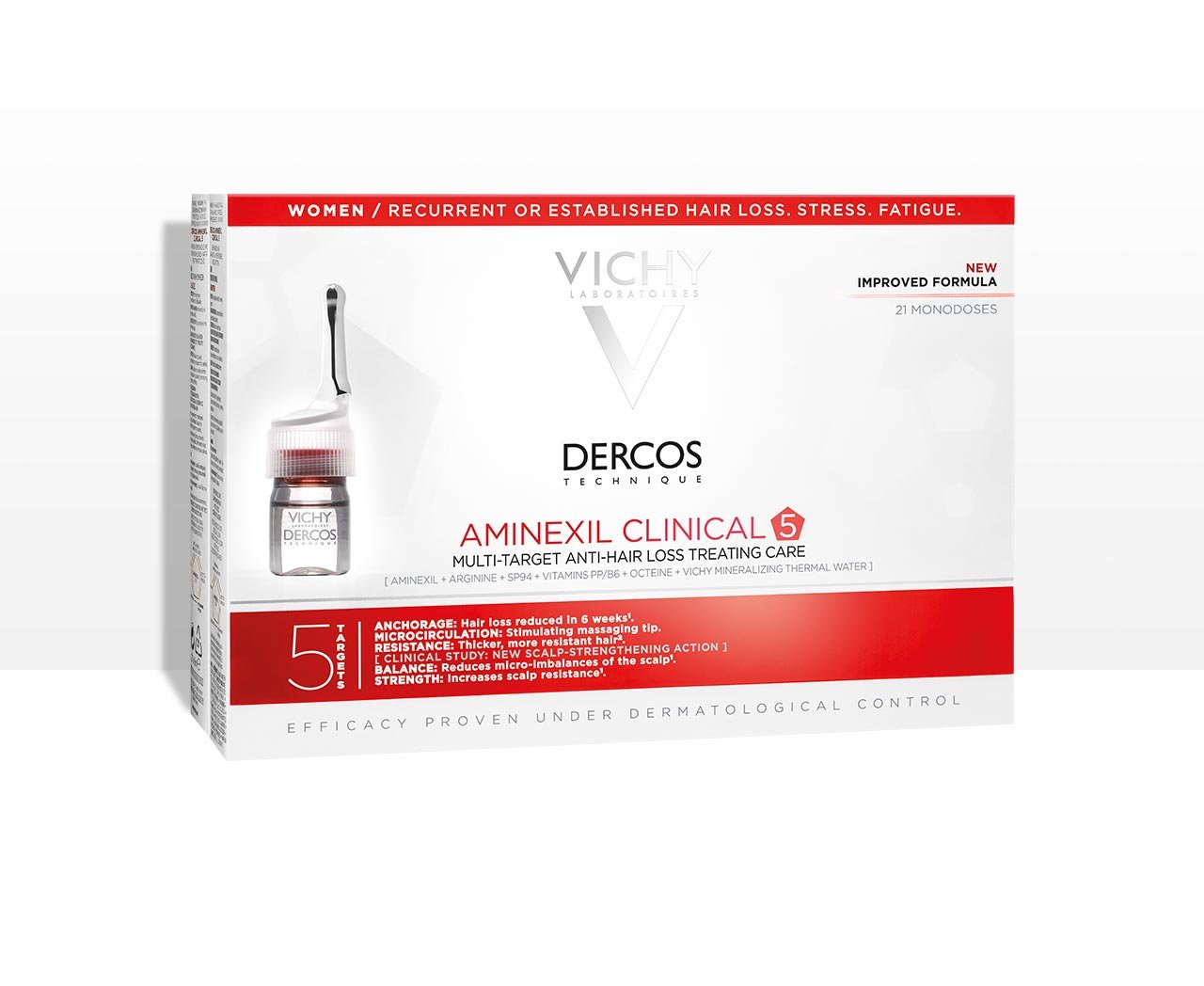 Căderea părului - Vichy Dercos Aminexil Clinical 5 tratament femei x 21fiole, epastila.ro