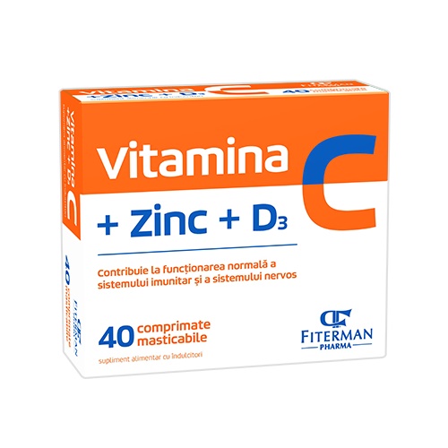 Imunitate și suport - Vitamina C + Zinc + D3, 2bls x 20 cpr mast (Fiterman), epastila.ro