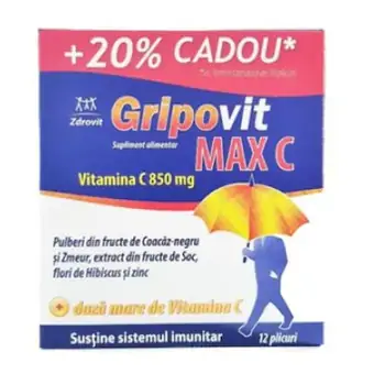 Imunitate și suport - Gripovit Max C x 10pl + 20%-cadou (Zdrovit), epastila.ro
