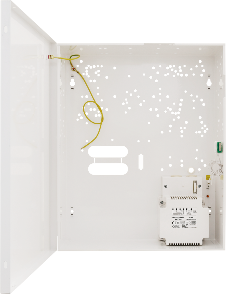 CUTII METALICE - Cutie metalica cu  transformator 50VA iesiri 16Vac-3A/ 18Vac-2.8A/ 20Vac-2.5A, cu tamper, loc de acumulator 17Ah si PCB, https:b2b.sielinvest.ro