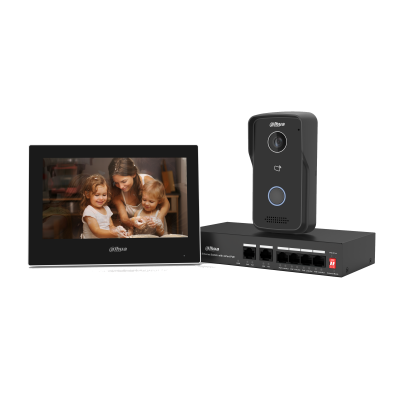 KIT VIDEOINTERFON - Kit videointerfon IP Dahua Eco Series , 1MP, 1 familie aparent, 7 inch, IC card, PoE, https:b2b.sielinvest.ro