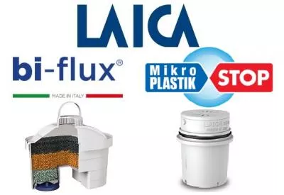 Utilizeaza doua cartuse filtrante: Laica Bi-Flux si Laica Mikroplastik Stop