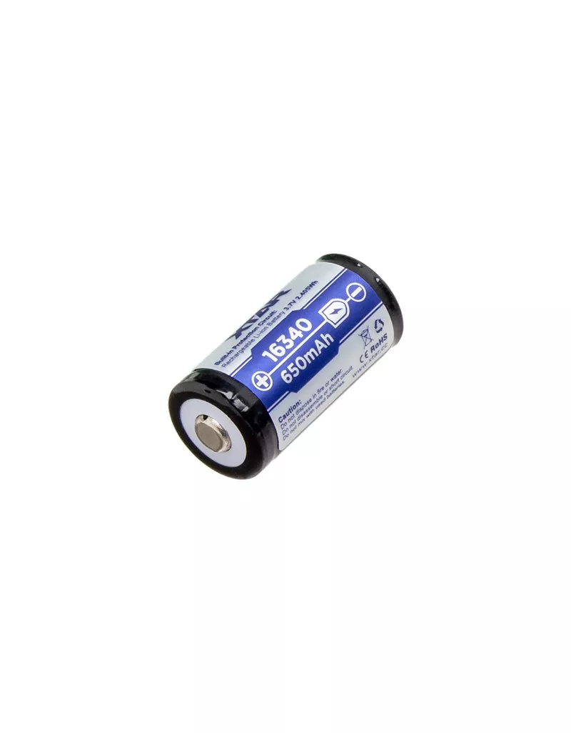 Acumulator Li-Ion 3.7V 16340 650mAh, Dimensiuni 16 x 34 mm, Descarcare 1.2A Bulk X-tar